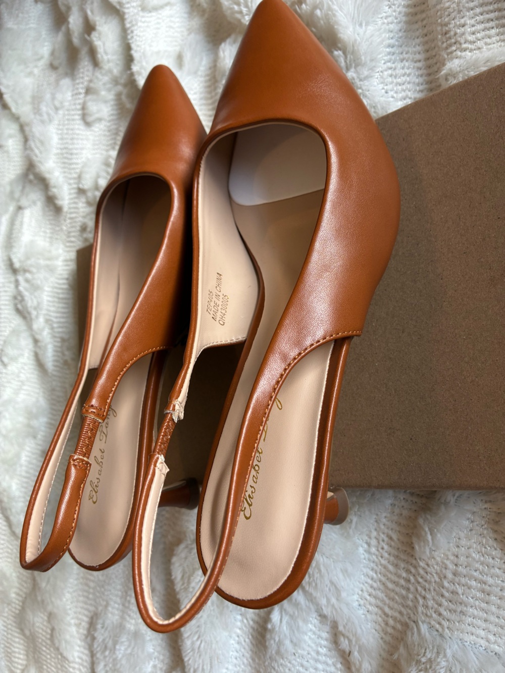 Cognac Slingback Heels - Elegant Women’s Pumps